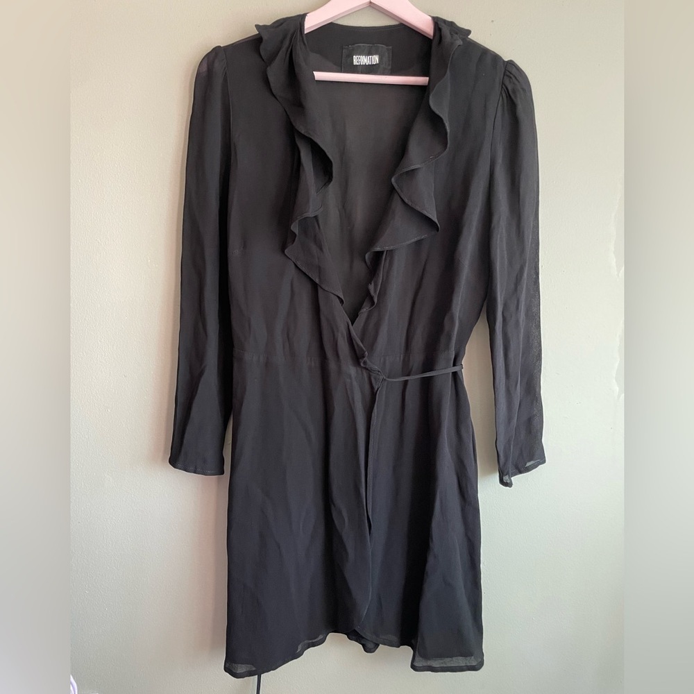 Reformation Black Ruched Sheath Dress - Picture 2 of 9